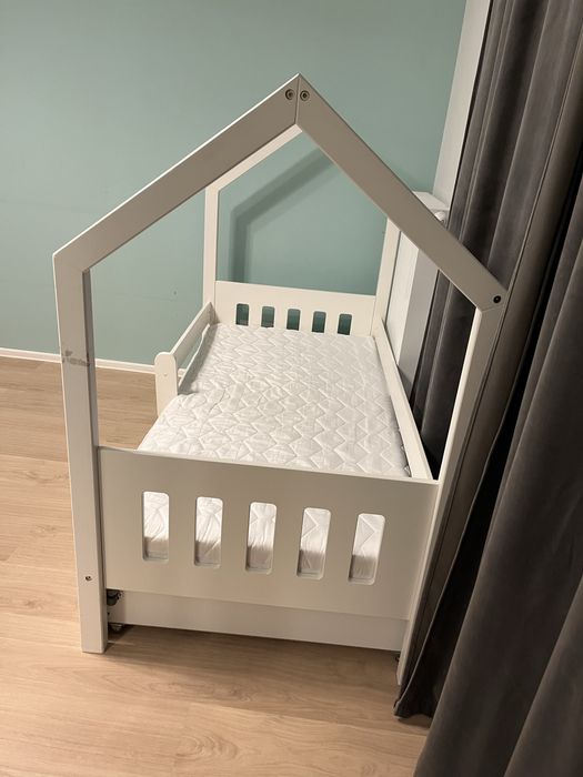 Łóżeczko domek + materac 160x80 białe