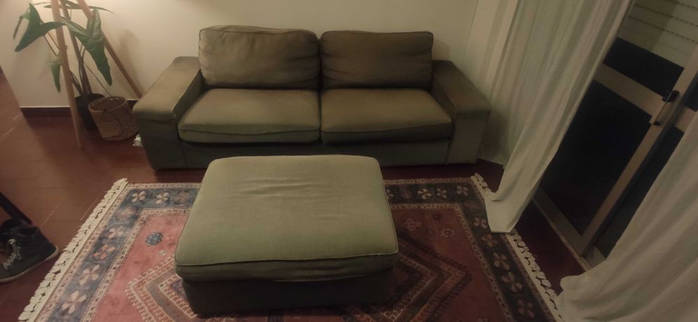 Sofá com apoio tipo Chaise Longue. 2,30 mt, castanho/cinza,