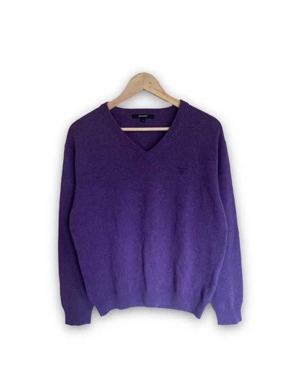 Gant sweter wełniany fioletowy w serek r L