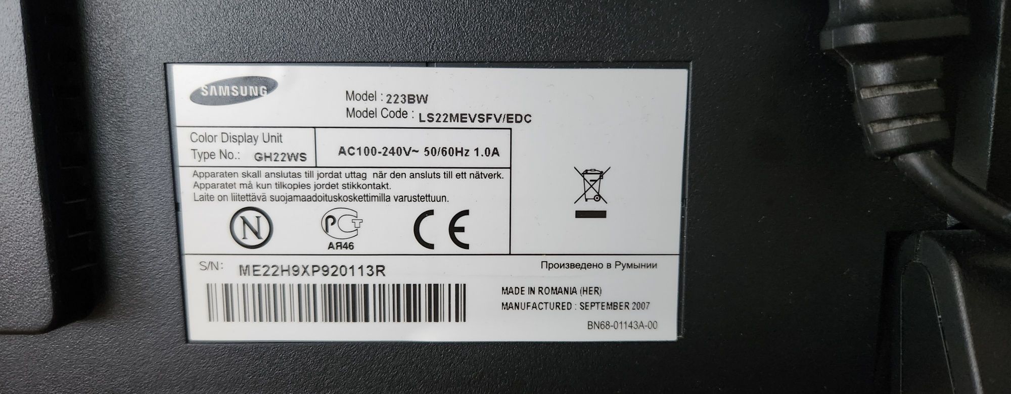 Monitor Samsung 22"