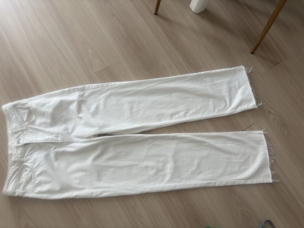 Białe spodnie hm ultra high waist wide mega modne 40