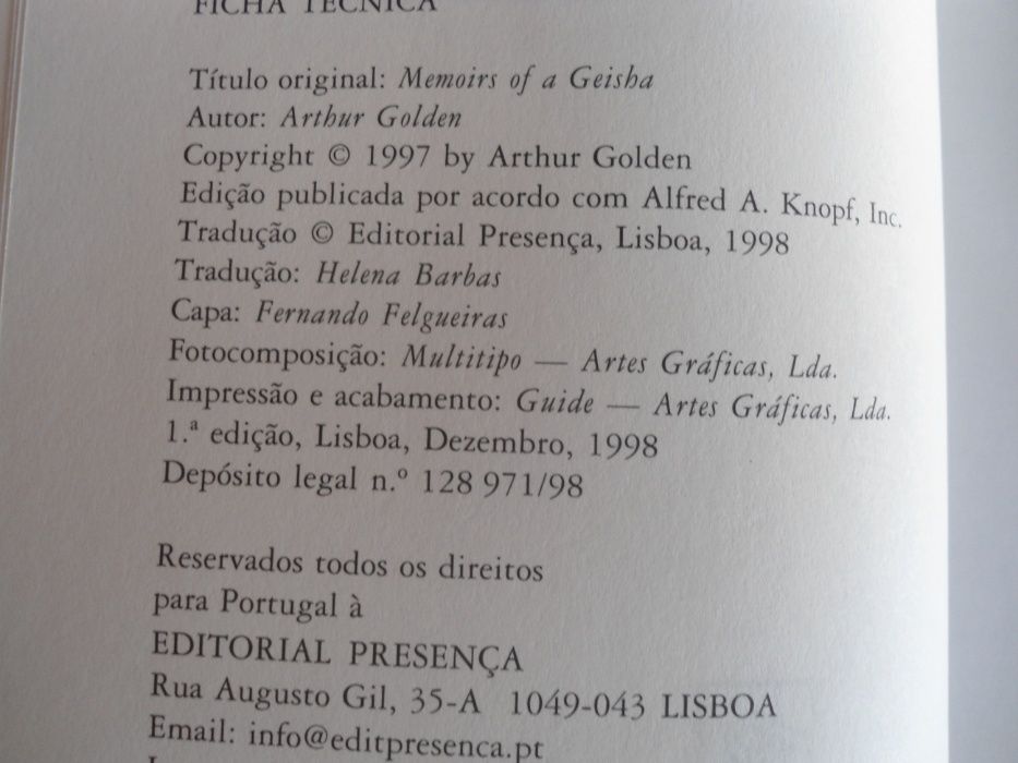 Memórias de Uma Gueixa de Arthur Golden (1998)