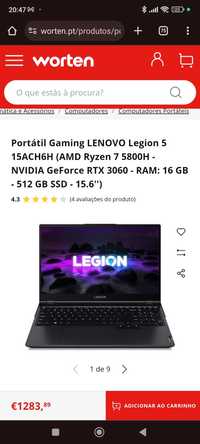 Portátil Gaming LENOVO Legion 5 15ACH6H