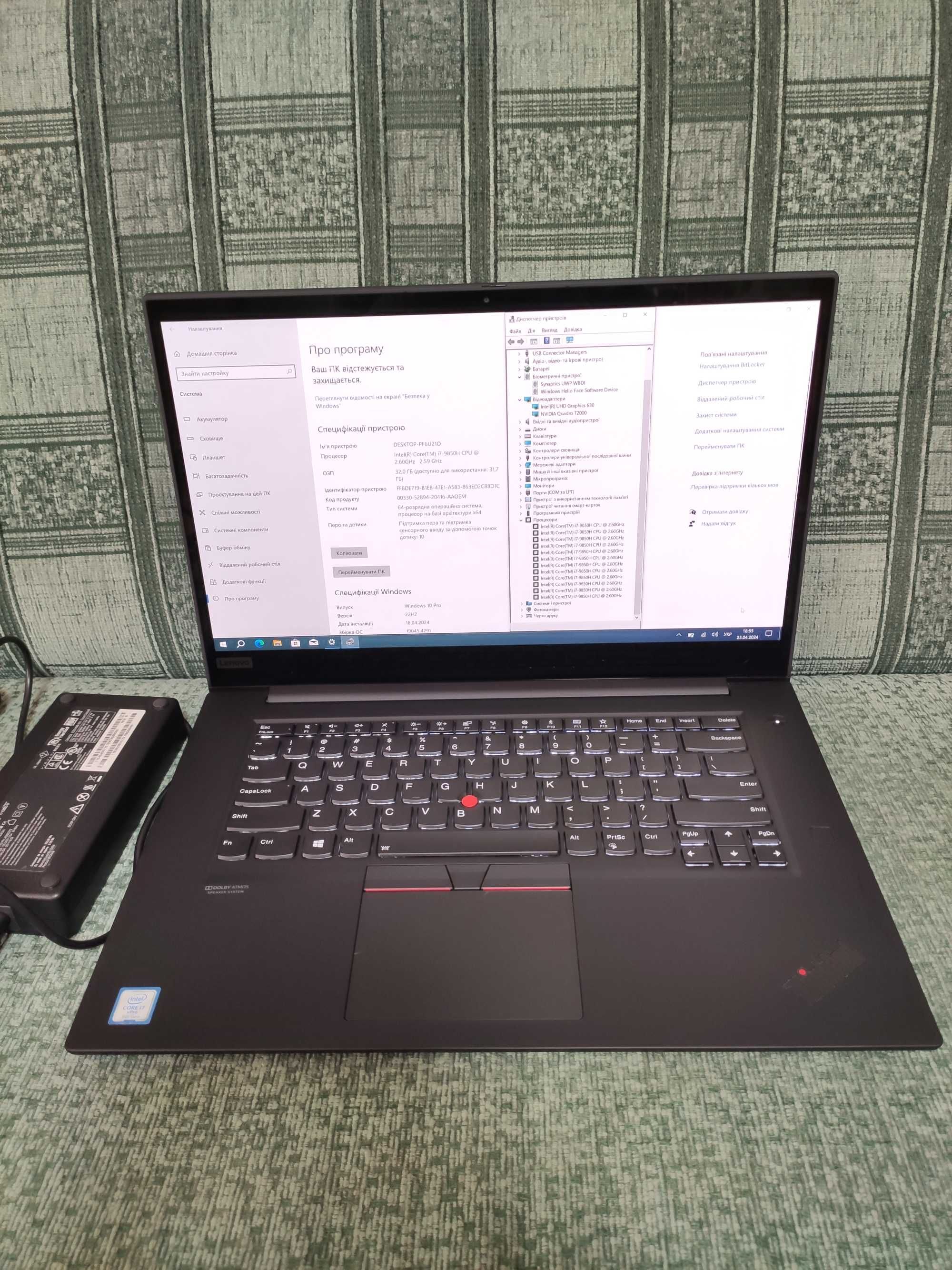 Сенсор 4K Lenovo ThinkPad P1 Gen 2 i7-9850H 32/1TB SSD Quadro T2000