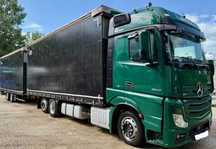 Mercedes-Benz ACTROS 2545 BIGSPACE 6x2 AUTOMAT RETARDER OŚ PODNOSZONA 2xALUTANK KLIMA LODÓWKA FIRANKA DŁ:7.70m NOWA PLANDEKA + TANDEM SCHWARZMULLER FIRANKA DŁ:7.70m NOWA PLANDEKA OSIE BPW ZESTAW PRZESTRZENNY 120m3 2015r EURO 6 IGŁA  Zestaw Przestrzenny 12
