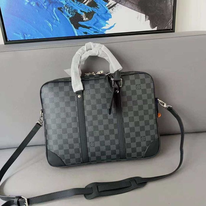 Męska torba aktówka teczka na laptop Louis Vuitton, skóra nowa 54-87