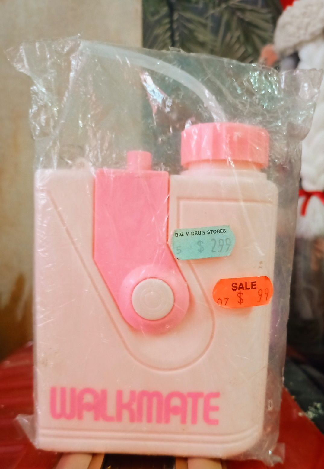 Винтажная пластиковая дорожная фляга NOS Walkmate, Pink 1980 годов