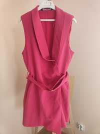 Sukienka kombinezon Zara różowy M elegancki kopertowa marynarka