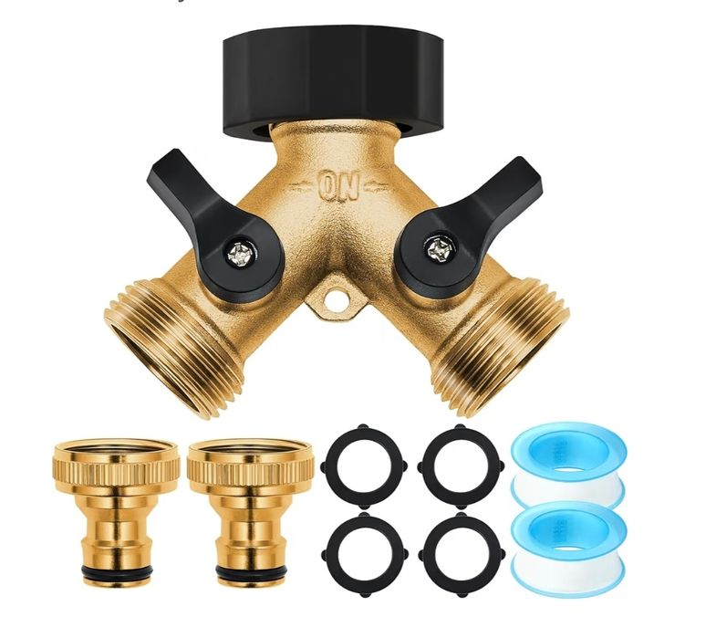 Trójnik Mosiężny Rozdzielacz z Zaworami 3/4'' do Pralki Zmywarki ogrod