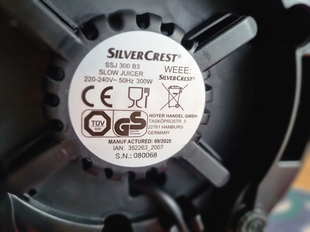 Wyciskarka wolnoobrotowa silvercrest ssj 300 b3