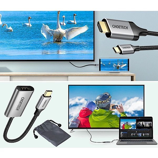 Choetech zestaw przejściówka Hub Usb Typ C - Hdmi 2.0 (3840 x 2160 (at