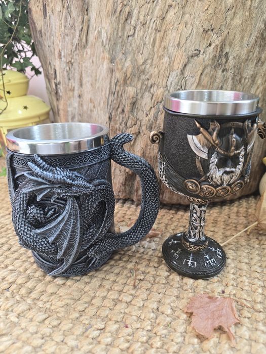 Puchar kielich kufel Viking fantasy fantastyczny smok