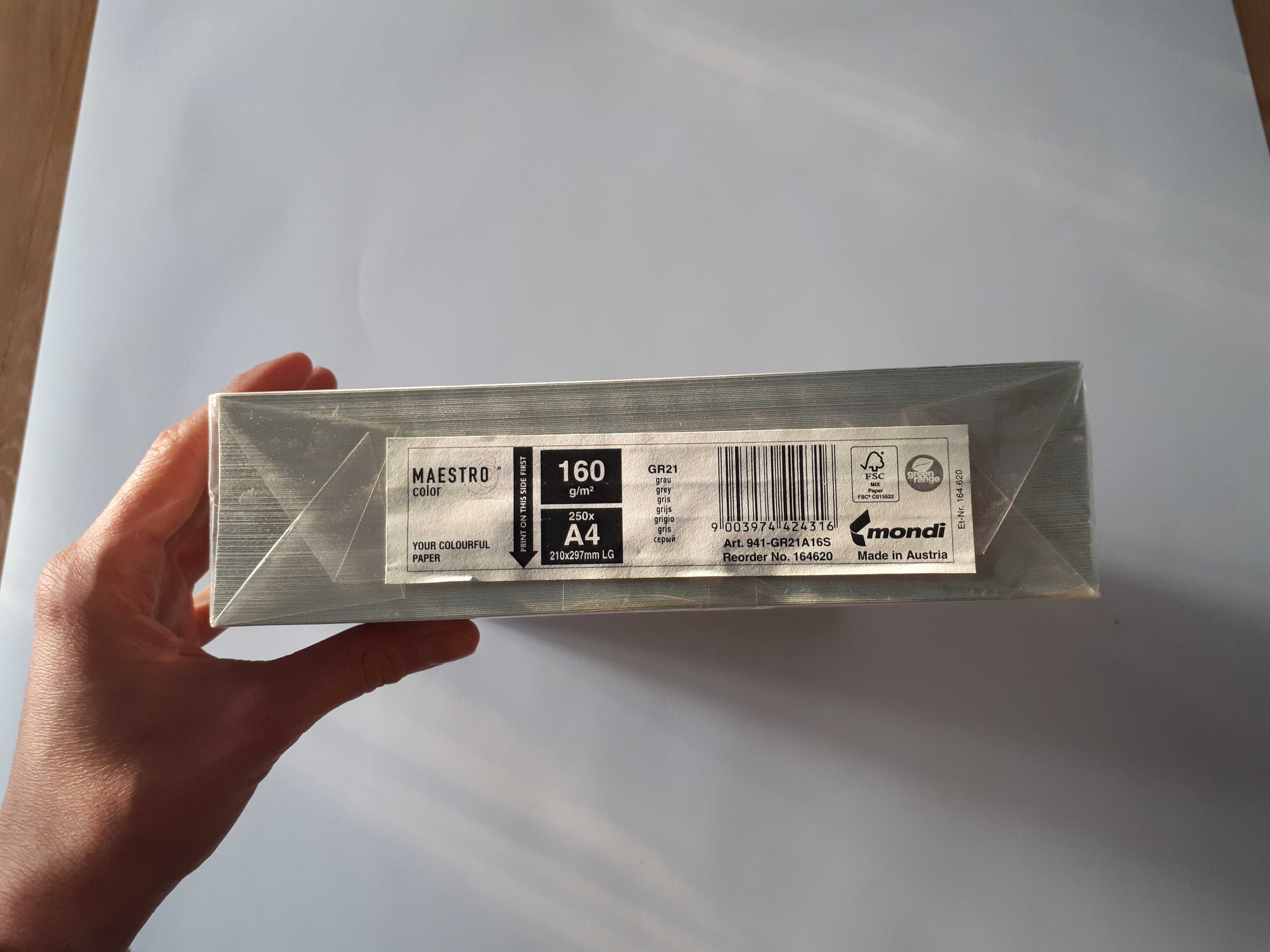 Nowy papier MAESTRO, A4, 250 kartek, 160g/m2, kolor Grey
