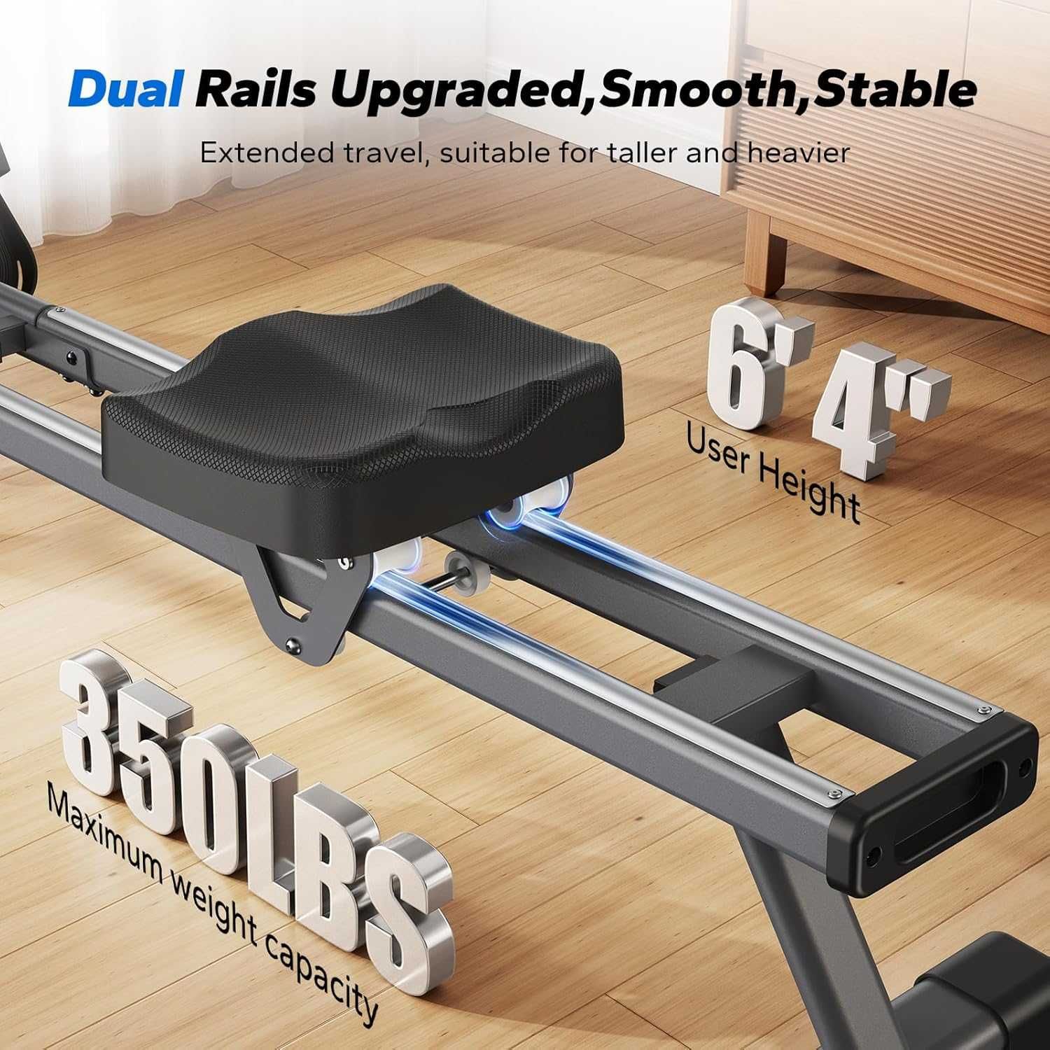 Wioślarz do 160 kg do domu magnetyczny Bluetooth 16 poziomami oporu