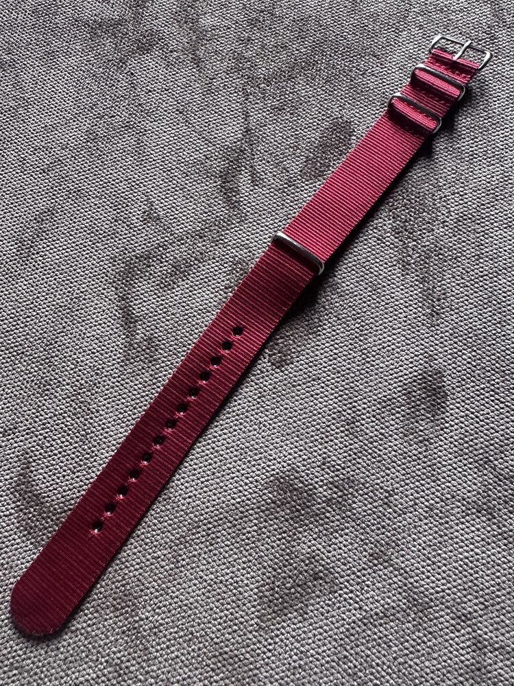 Pasek nato 20mm nowy bordowy Omega Seiko Vratislavia Bulova