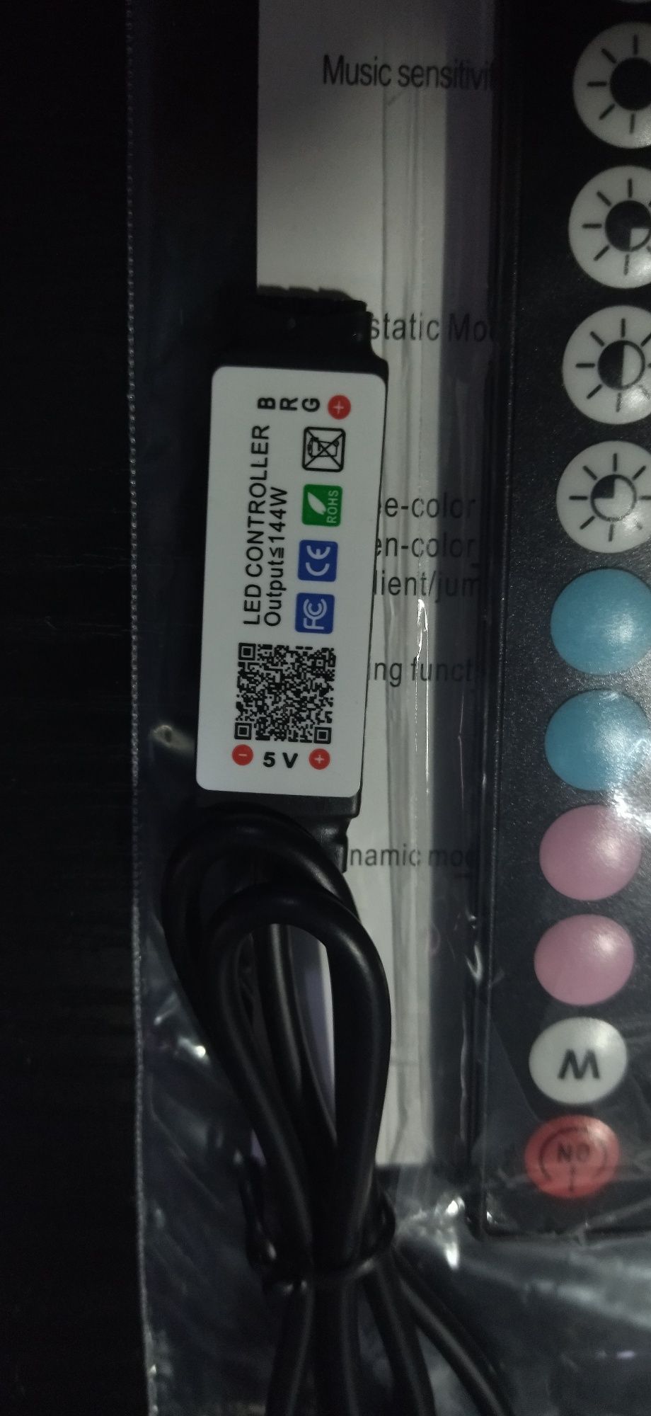 Kontroler taśmy RGB 5V z mikrofonem bluetooth i pilotem