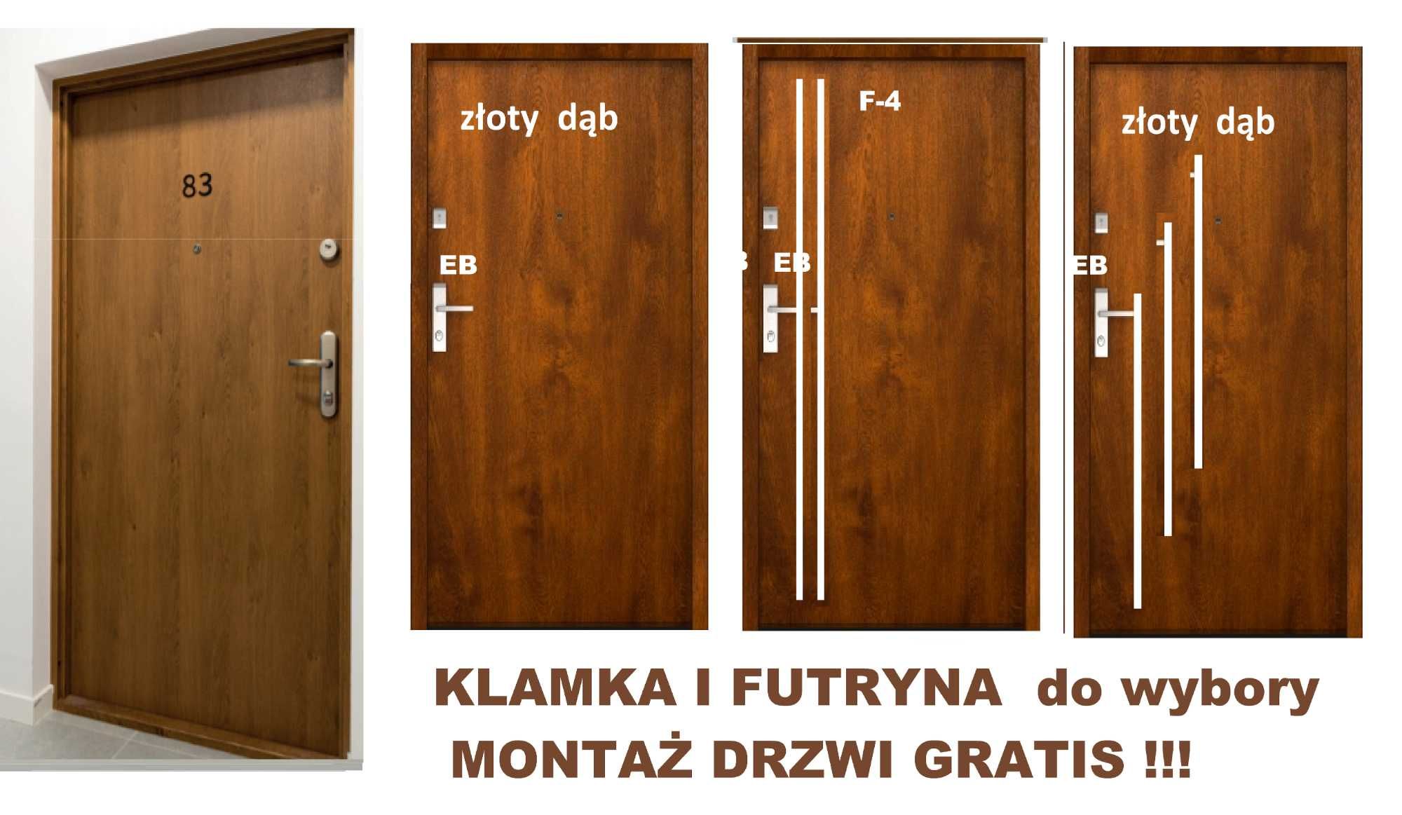 Drzwi  wejściowe - zewnętrzne z MONTAŻEM ,Wyprzedaż!! Polskie do bloku