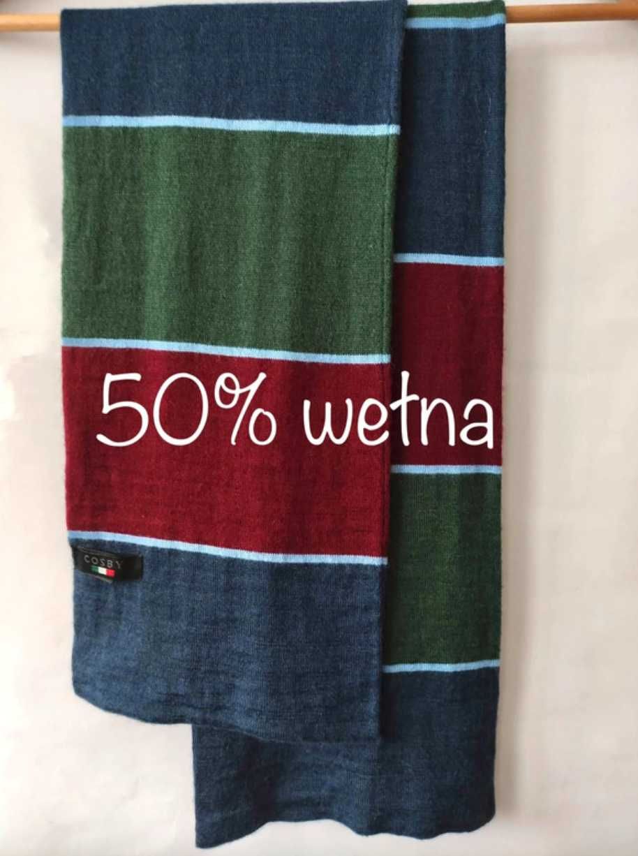 Szal 50% wełny szalik wełniany kolorowy