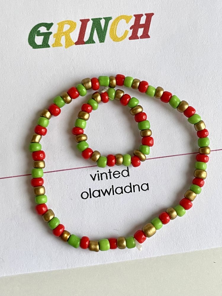 Zestaw biżuterii z koralików handmade grich bransoletka + pierścionek