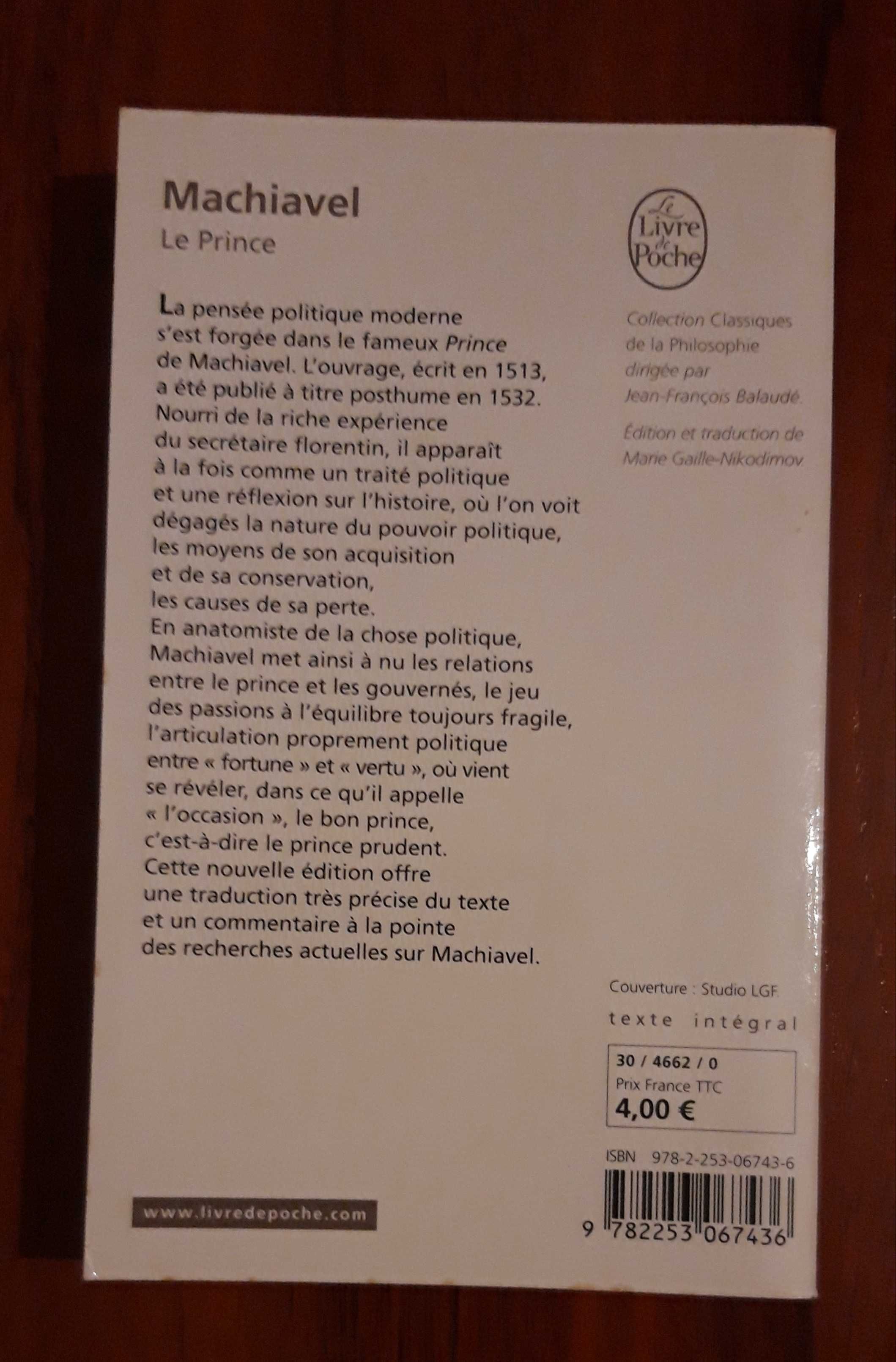 Livro "Le Prince" de Nicolas Machiavel