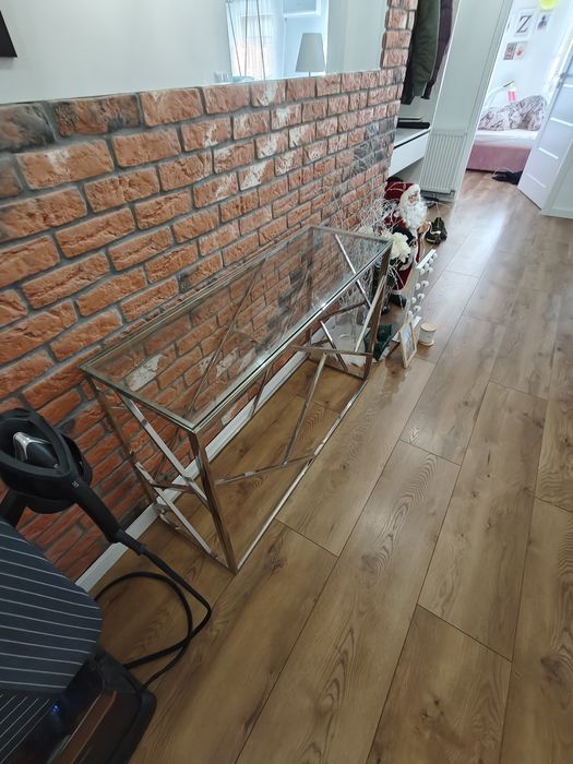 Srebrny Stolik szklany