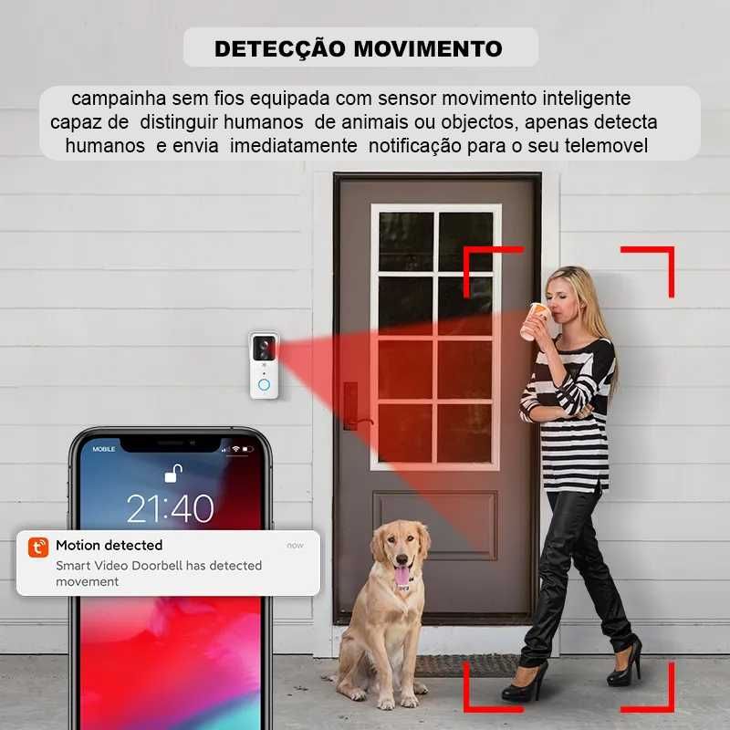 Video Porteiro Campainha +Sirene interior WIFI 5G Andoid Iphone (NOVO)