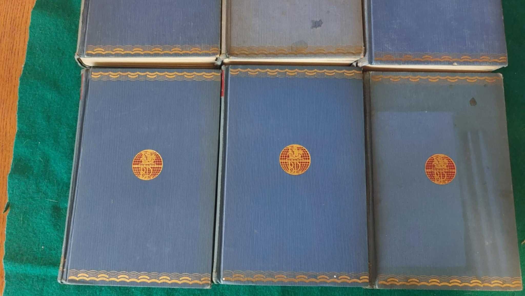Biblioteka podróżnicza –6 starych woluminów, książek w twardej oprawie