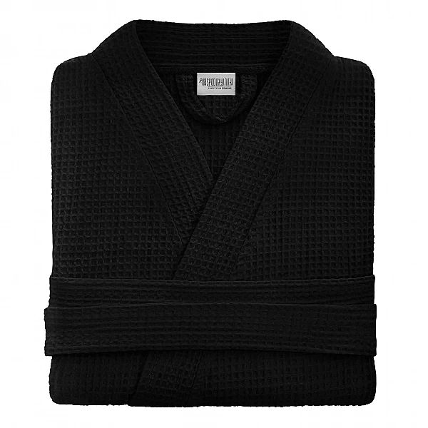 Szlafrok Kimono Gofer Bawełniany Damski Męski Unisex XS Czarny