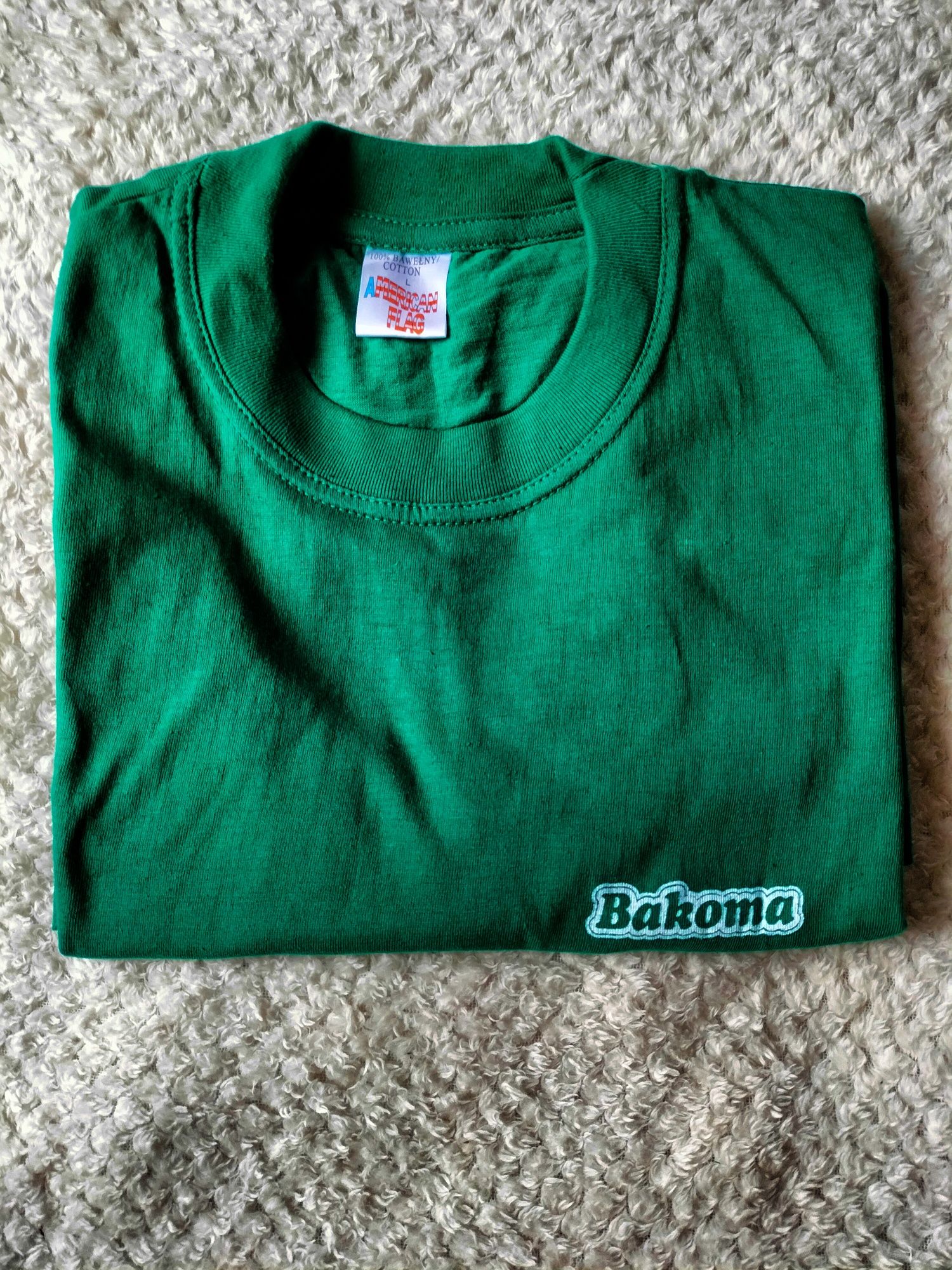Kolekcyjny T-shirt Top koszulka zielona Bakoma American Flag L