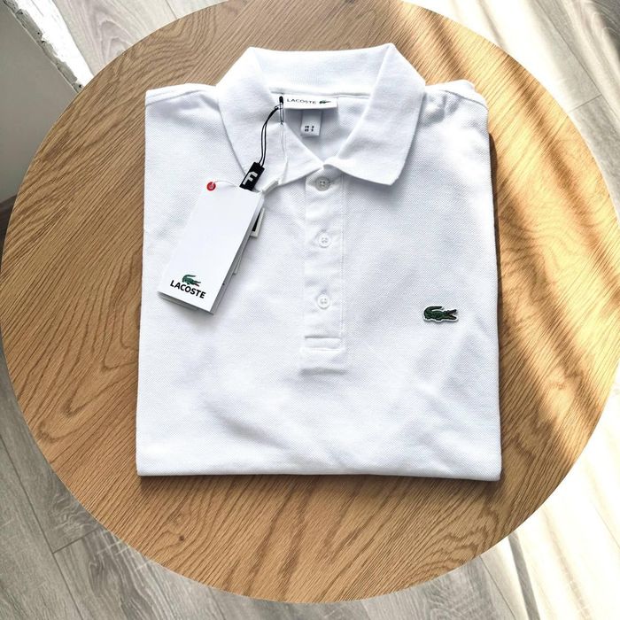 Поло чоловіче Lacoste футболка з коміром чорне/біле