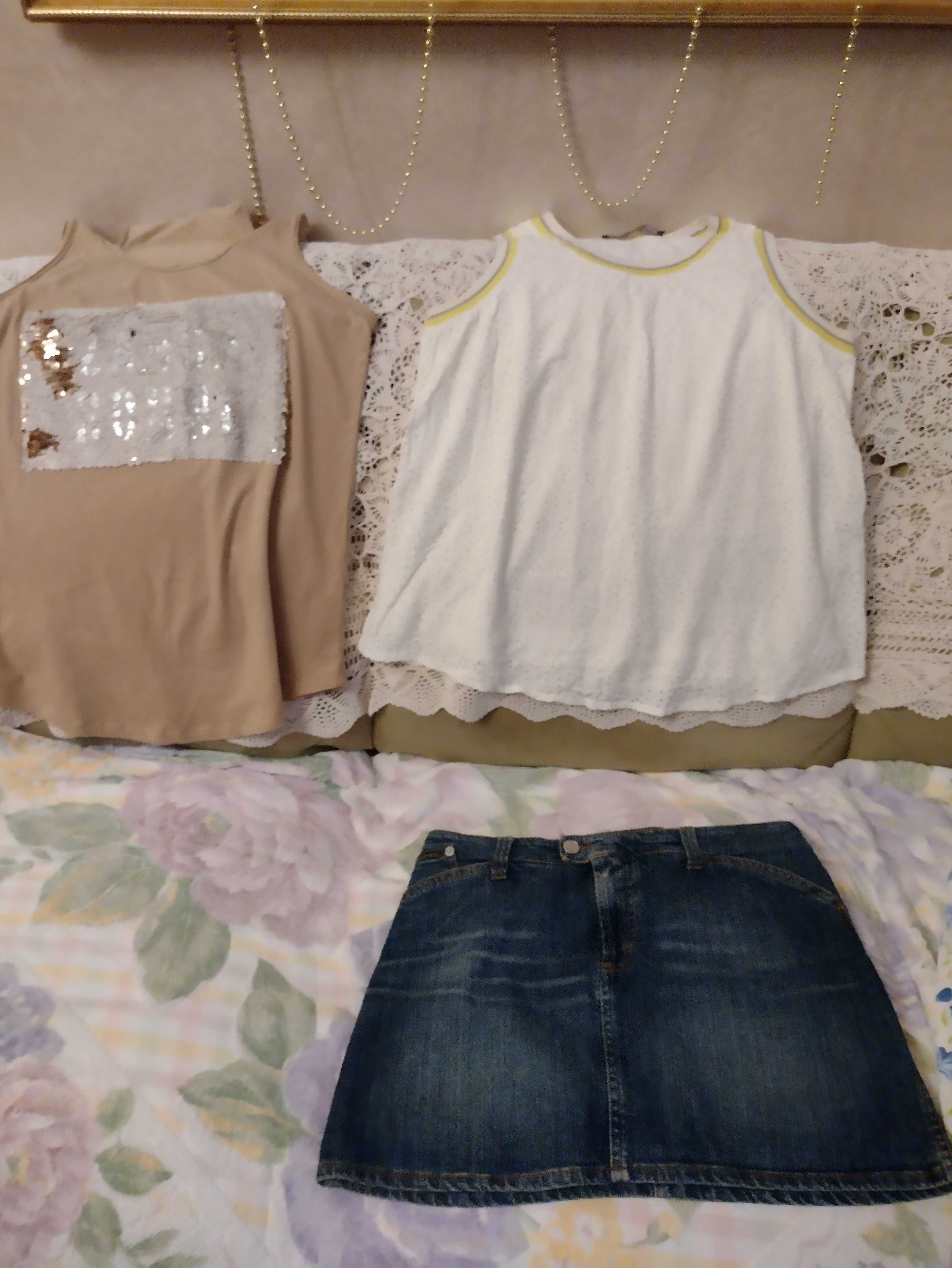 джинасовая юбка dolce&gabanna, майка , блузка  трико vercsace-лот