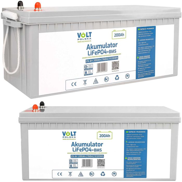 Акумулятор VOLT POLSKA LiFePo4 200Ah 150A 25,6V BMS (6AKLI24200)