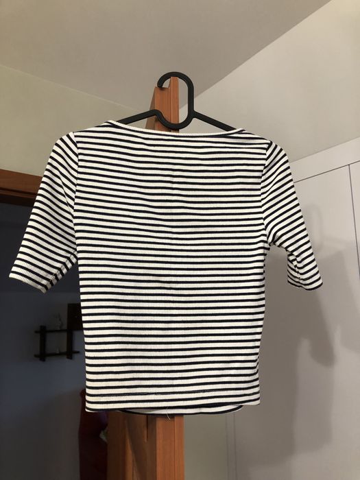 Crop top koszulka z krótkim rękawem w paski rozmiar S Stradivarius