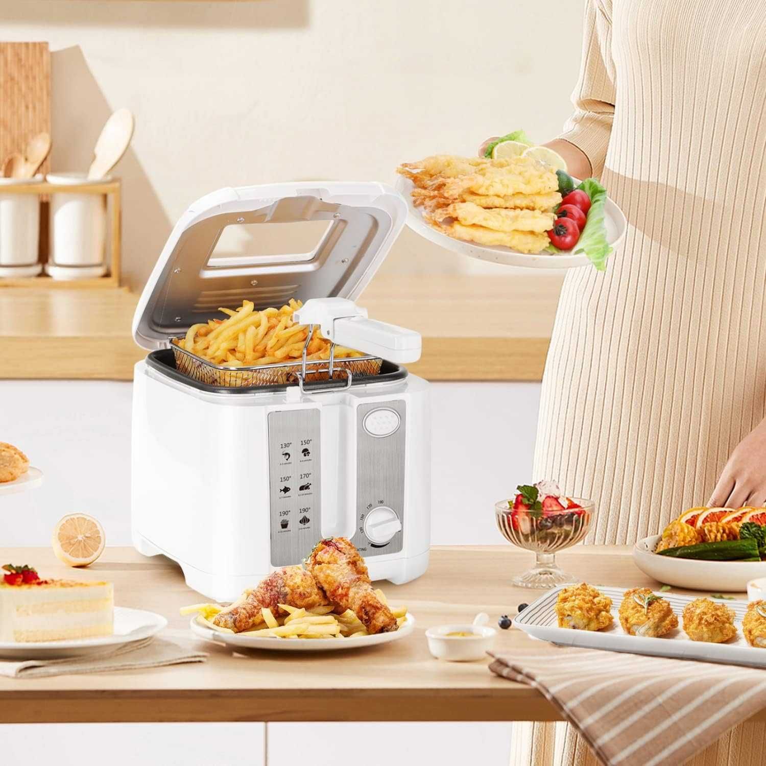 Frytkownica Tradycyjna Olejowa Mocna 1650W 2,5L Ekskluzywny Design