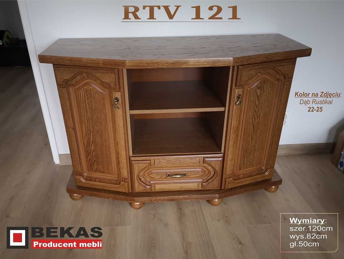 Śliczna Komoda Rtv 122` Teak Dąb rustikal Bekas Meble Stylowe