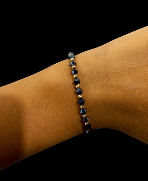 Złota bransoletka na sznureczku - 585 - NOWA