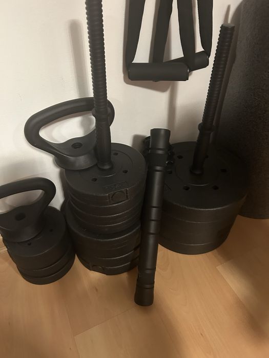Zestaw hantli butymicznych 40kg + sztanga itd