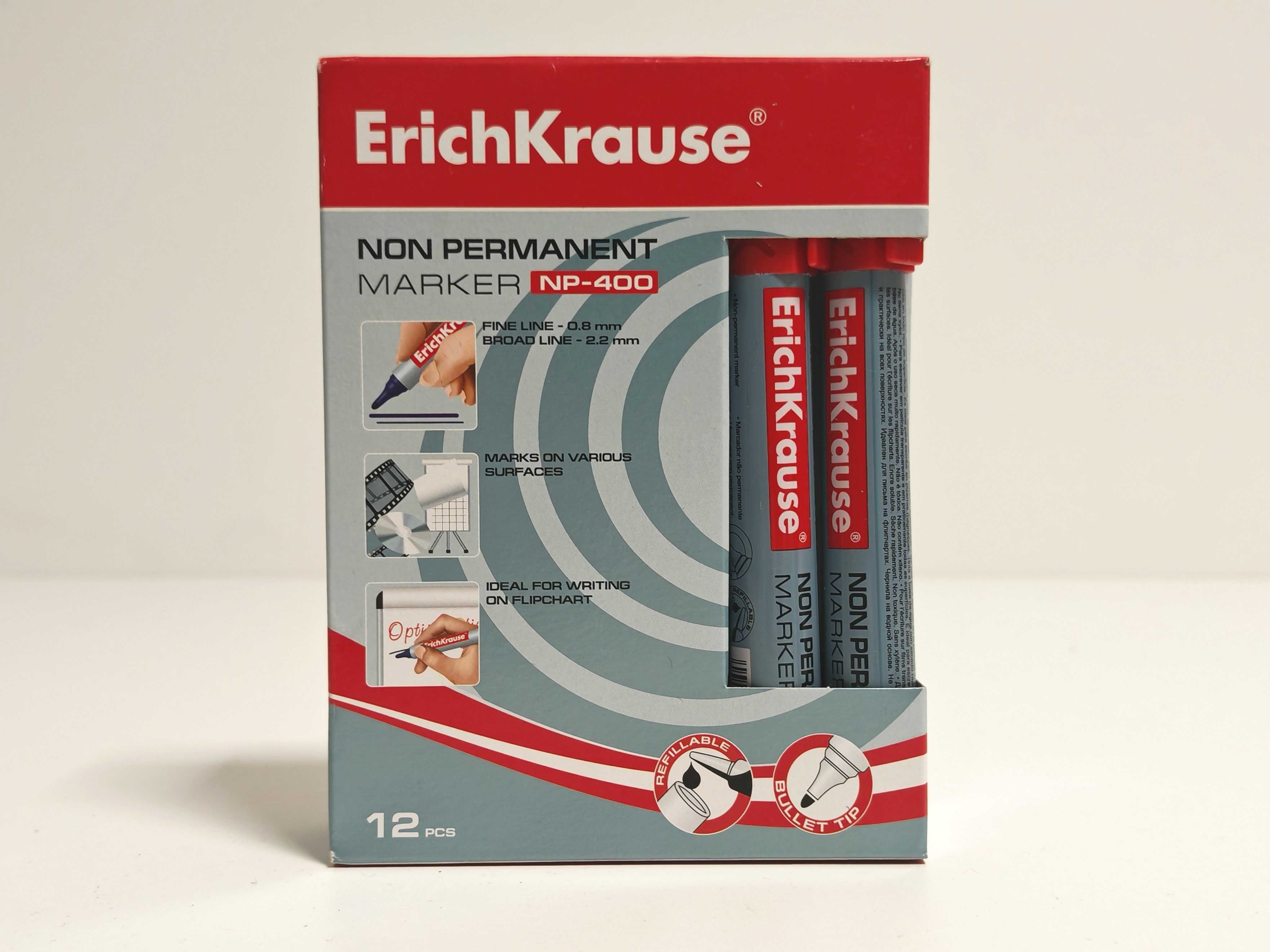 Zestaw Markerów ErichKrause NP-400 Czerwone 12 szt. Łatwościeralne