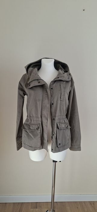 Kurtka parka jesienna khaki moro zielony kaptur kieszonki ONLY rozm. S