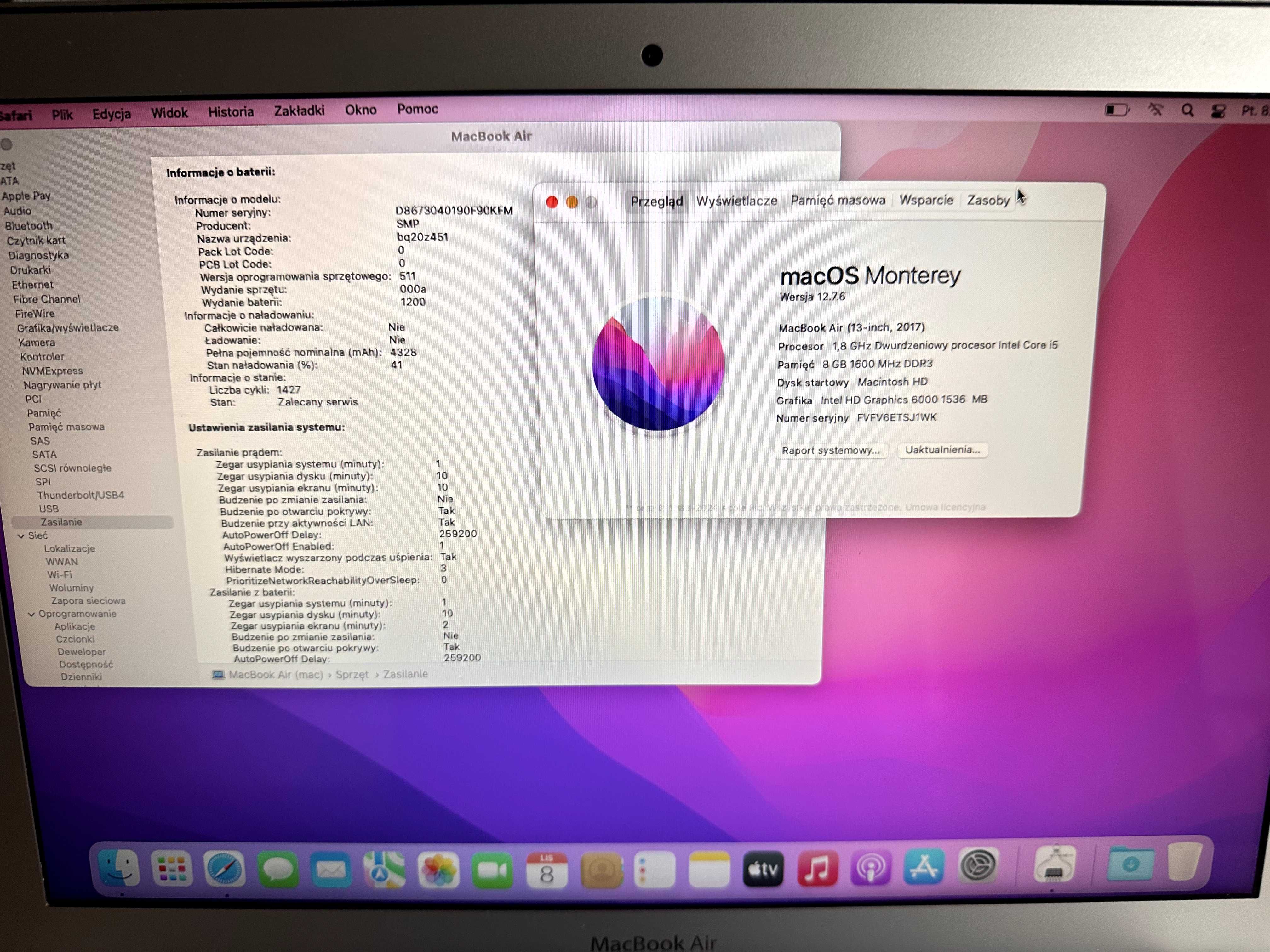MacBook Air 13 8/128GB 2017r.