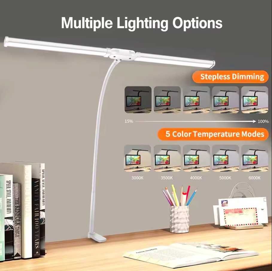 Candeeiro de Mesa LED Duplo Ajustável USB