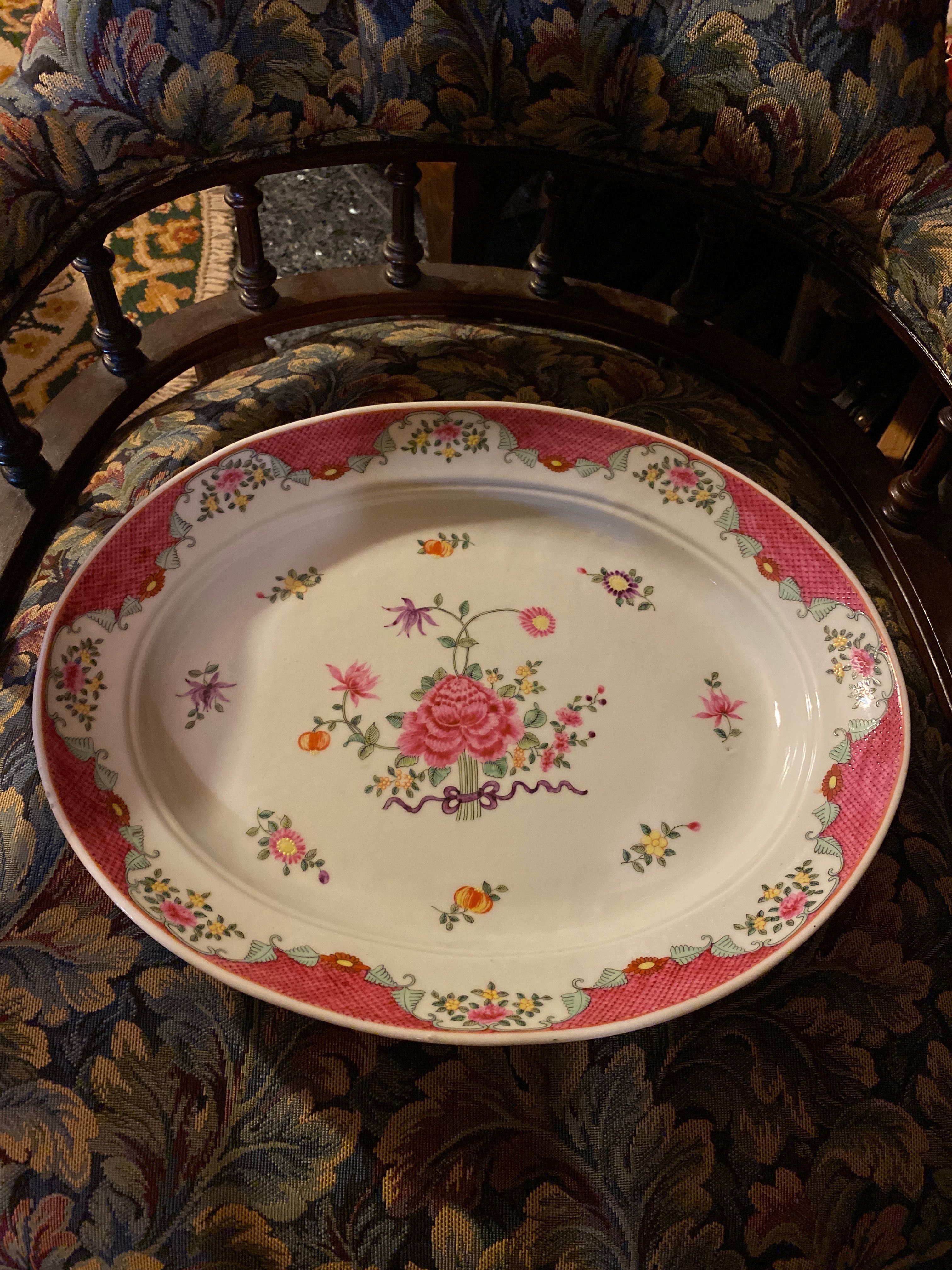 Travessa Peixeira Companhia das índias Séc XVIII 38 cm Peça Museu