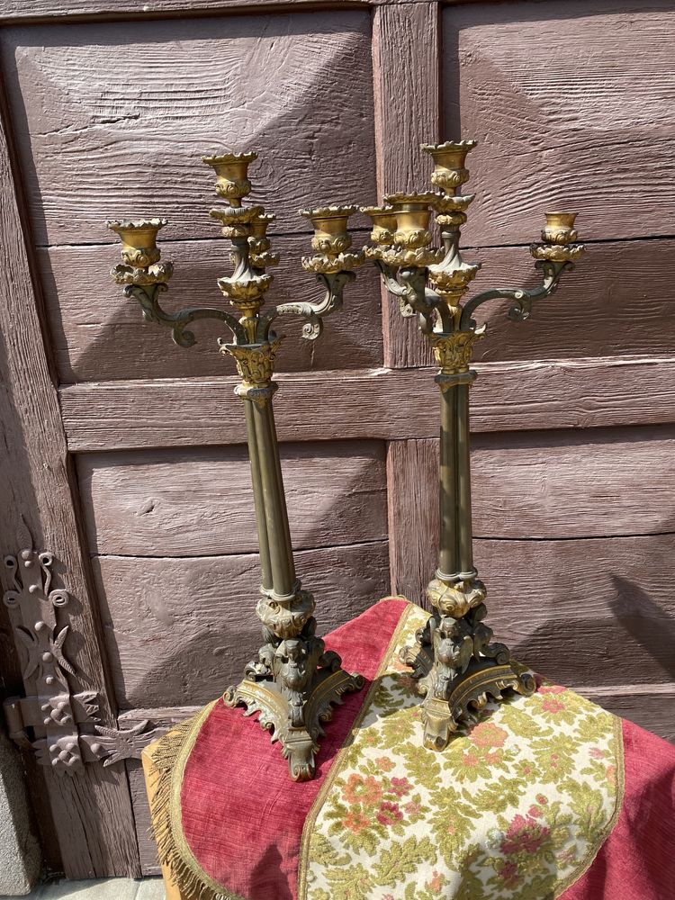 Para kandelabrów brąz 2500 Wysokość 60 cm  Szerokość 25 cm