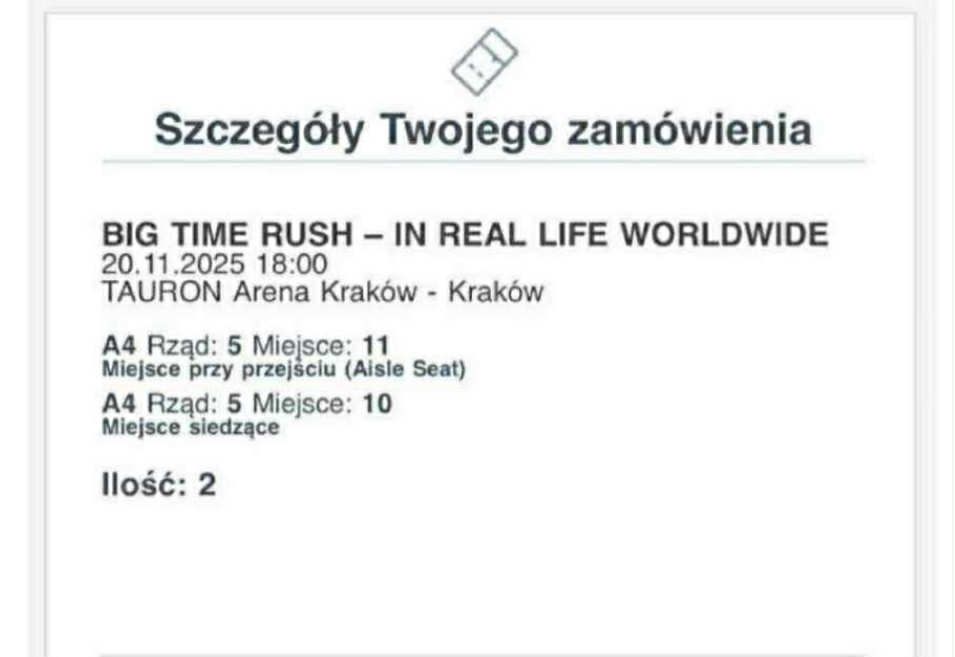 2 bilety Big Time Rush - In Real Life Worldwide