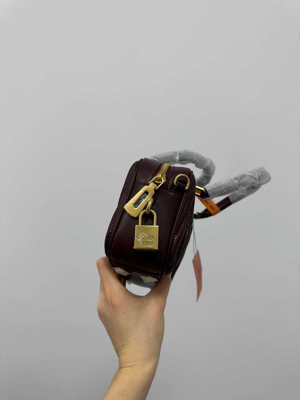 Жіноча сумка Miu Miu Arcadie Matelassé Nappa Leather Bag Burgundy