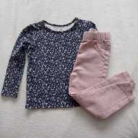 Komplet dla dziewczynki 98, spodnie Next, koszulka H&M