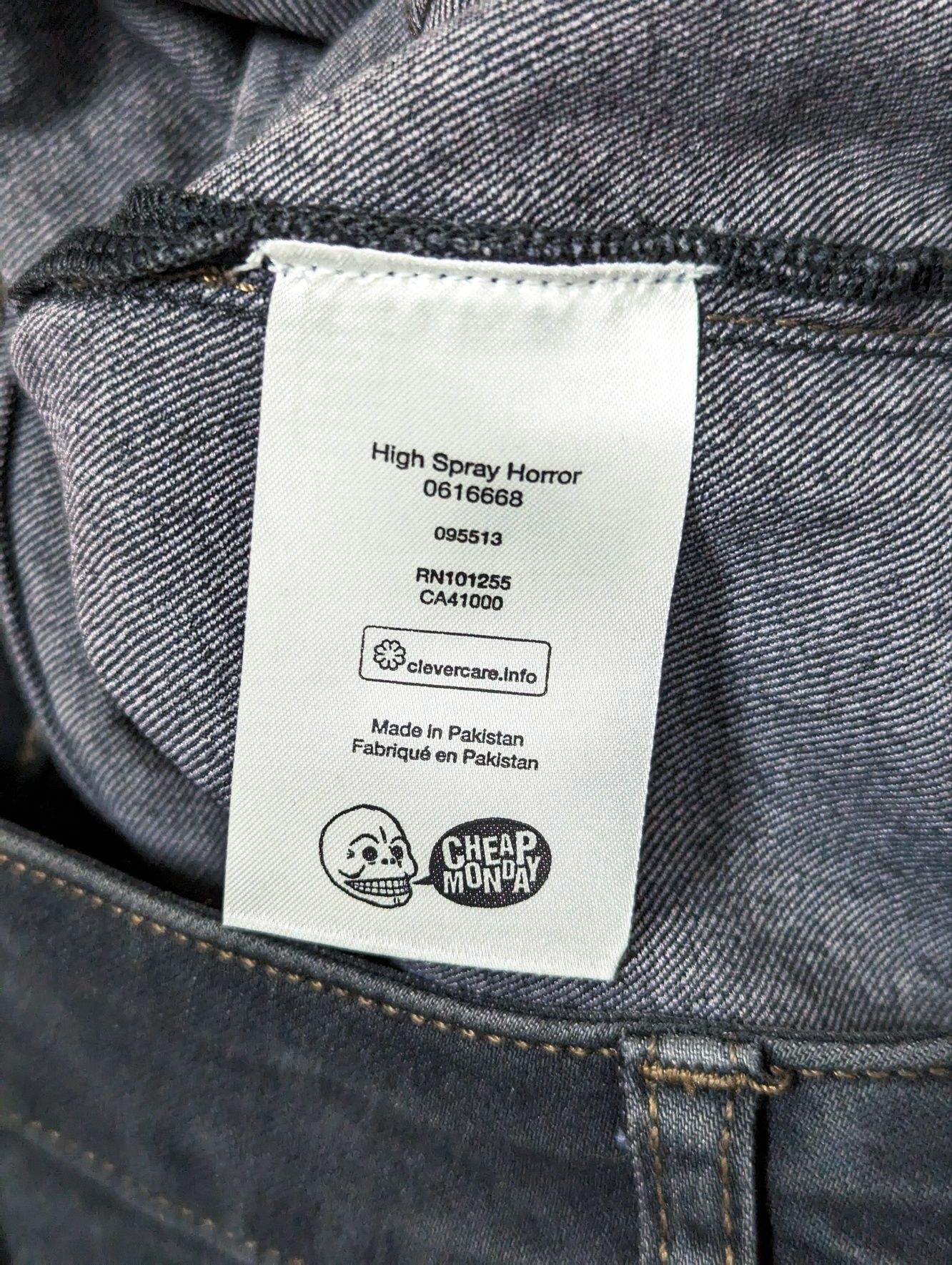 Antracytowe jeansy Cheap Monday High Spray Horror, rozmiar 28/29