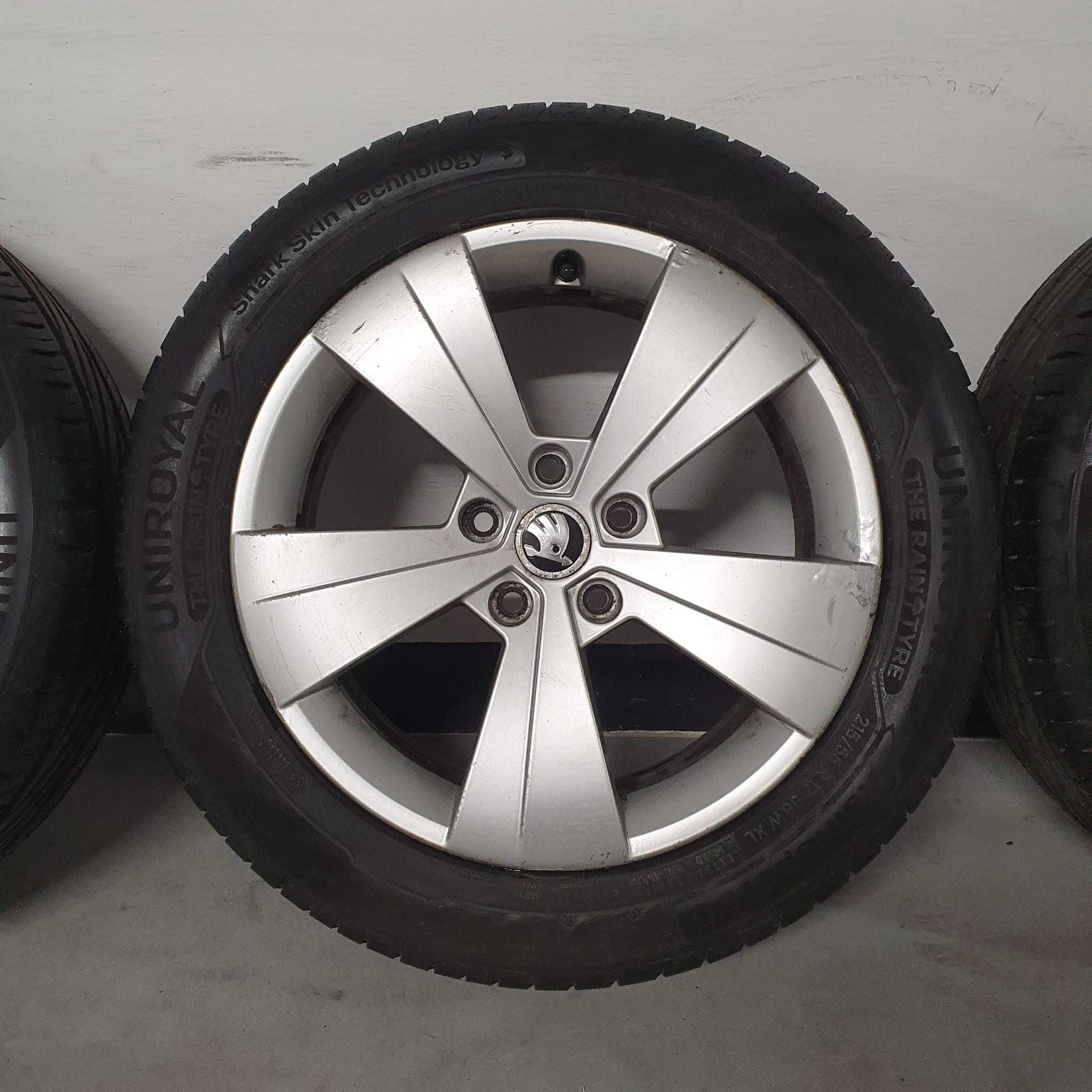 KOŁA 17" AluFelgi opony Uniroyal lato 215x55x17 Skoda Superb Octavia‼️
