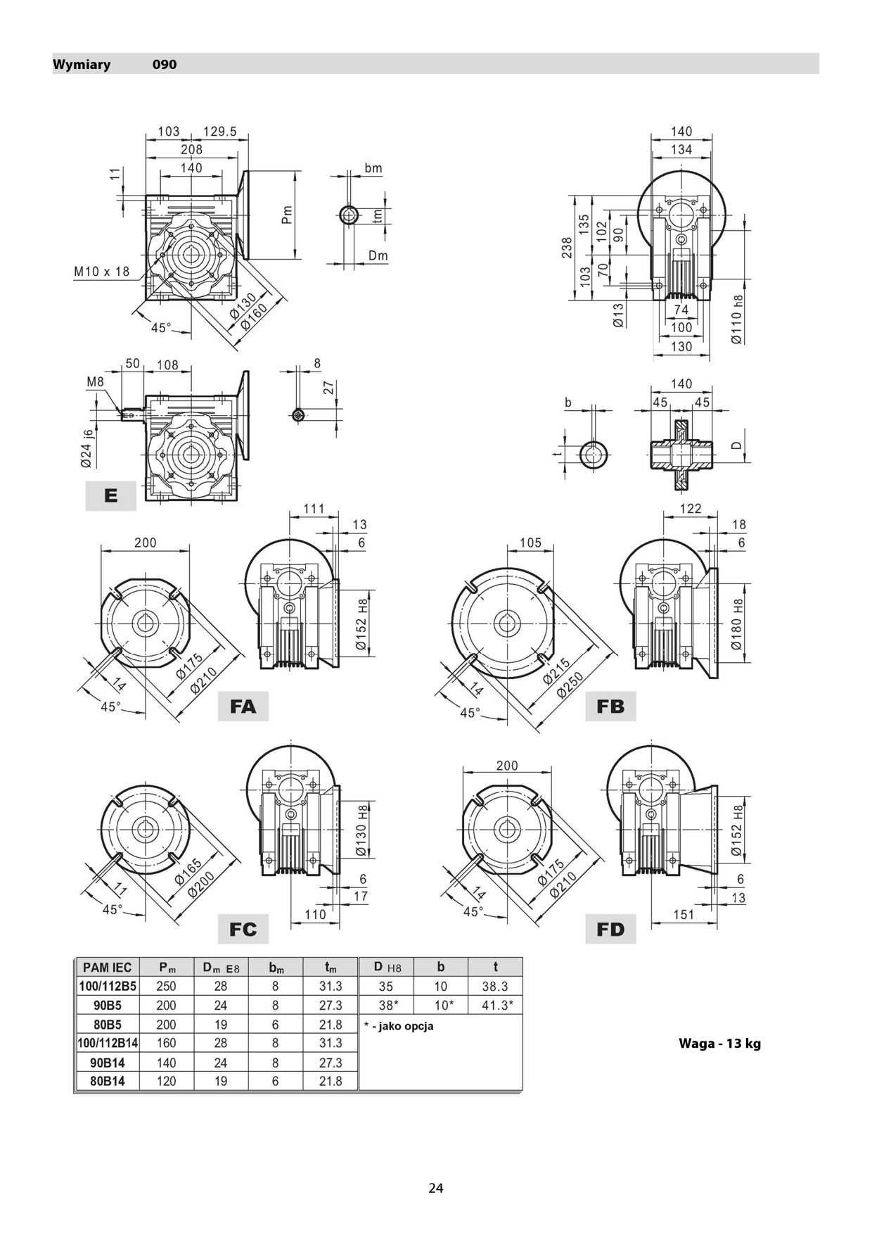 motoreduktor / przekładnia 1,1kW 14obr. 3fazowy (80B14)