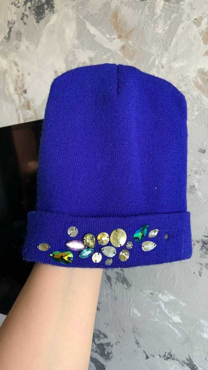 шапка красивая синяя